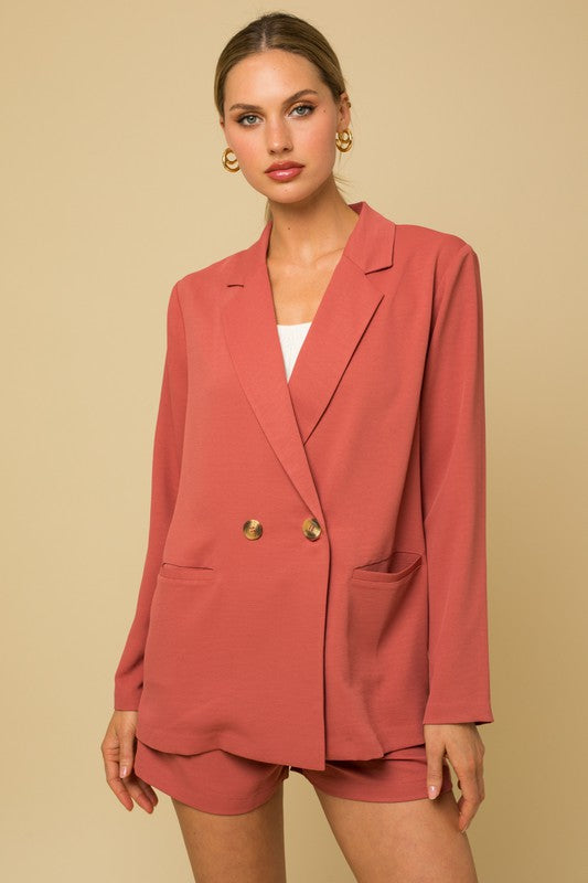 Double Breasted Fall Rusty Coral Blazer