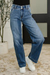 Judy Blue Elsie High Rise Double Button Wide Leg Jeans