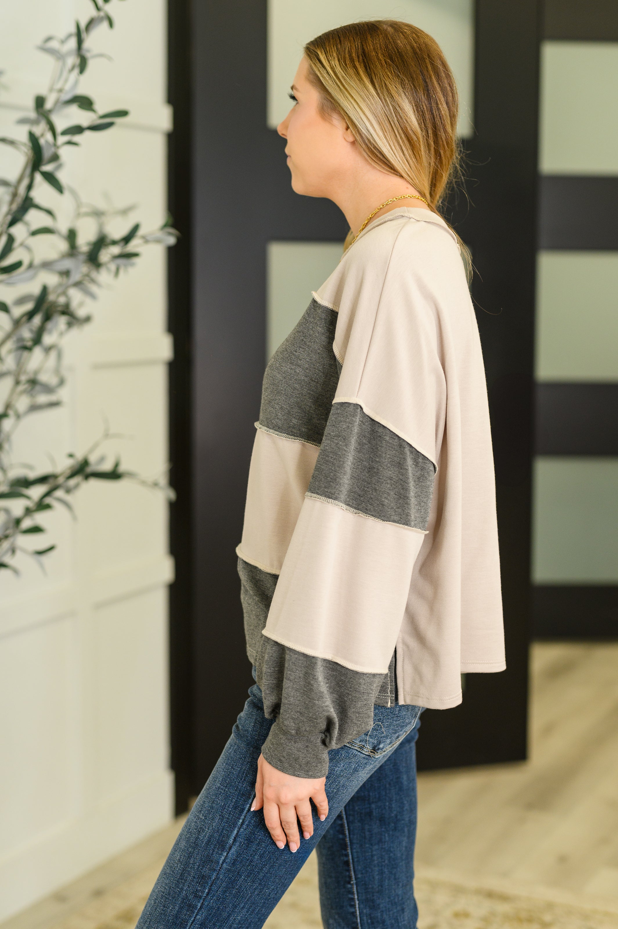 The Allie Two-Tone Take Drop Shoulder Top