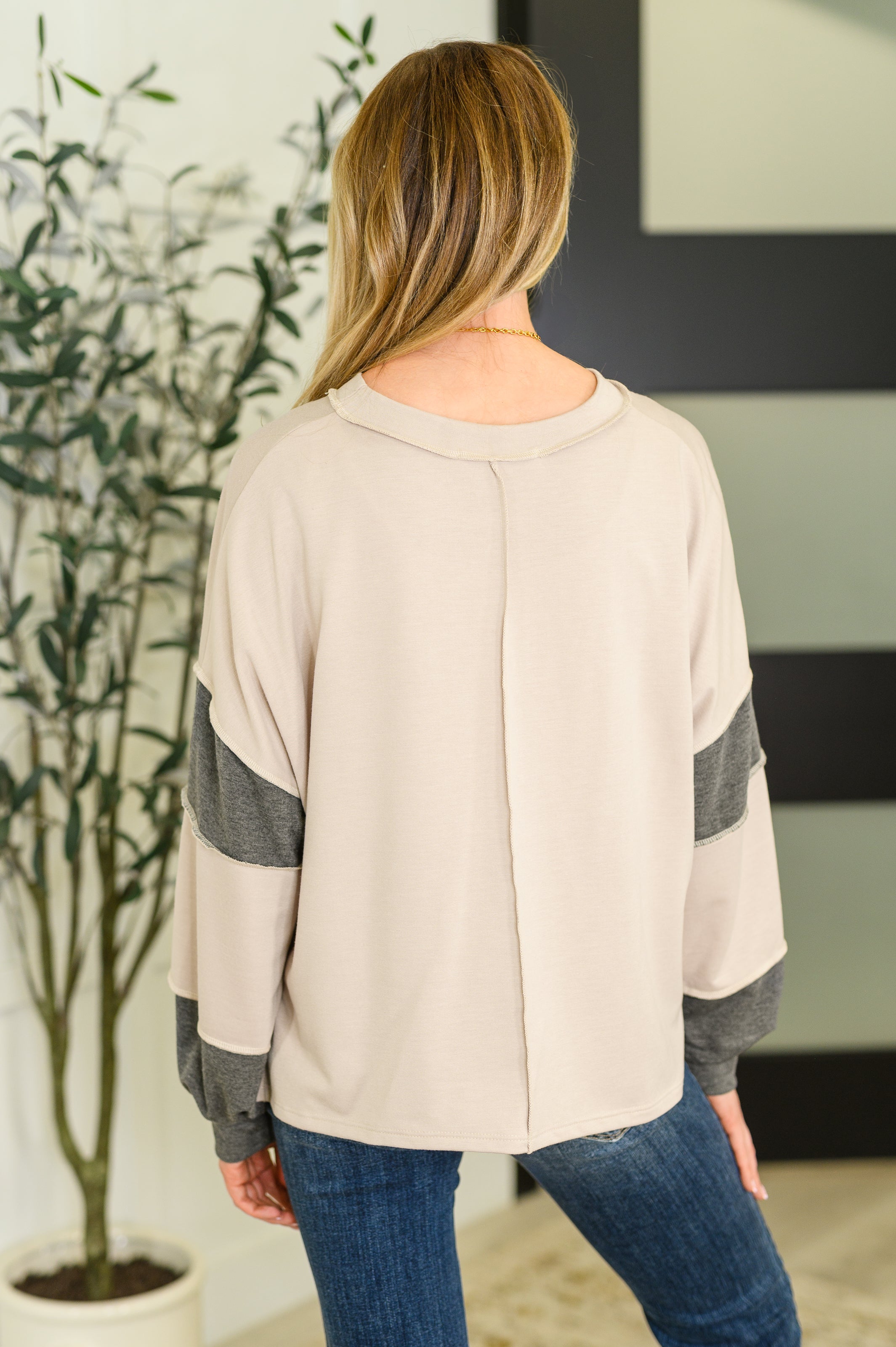 The Allie Two-Tone Take Drop Shoulder Top