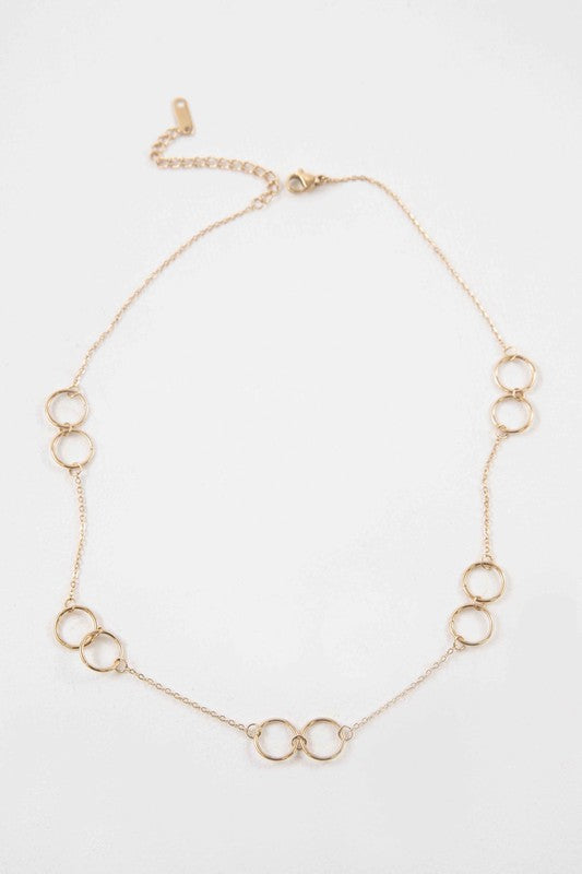 Double Double Circle Necklace in Gold